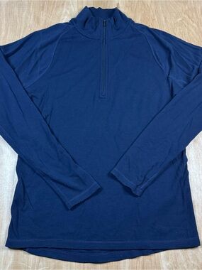 Smartwool Mens Dark Blue 1/4 Zip  Long Sleeve Merino Wool Pullover Size Large